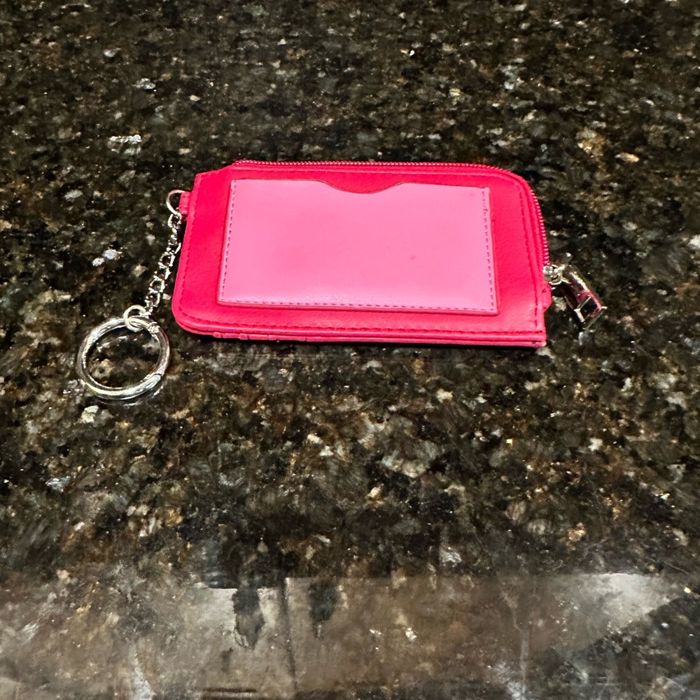Pink Card Holder & Change Purse with Keychain‎